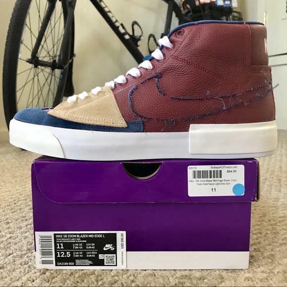 Nike SB Zoom Blazer Mid Edge Team Red Skate Shoes - Picture 8 of 12